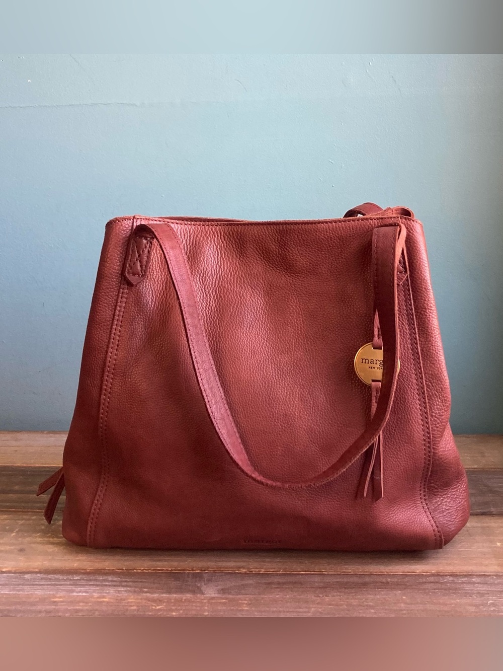 Margot New York Marcy Leather Tote Bag Brandy - Picture 10 of 10